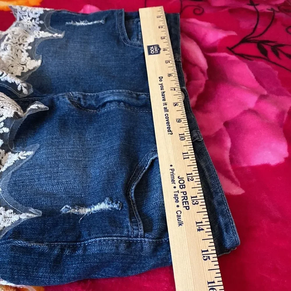 Almost Famous Mid Rise Short Denim with Lace Shorts